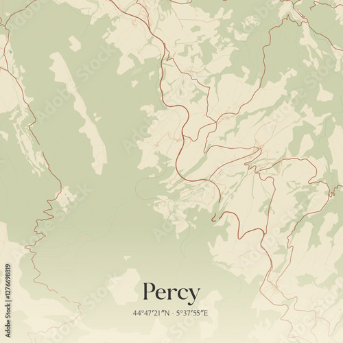Vintage map of Percy, France.