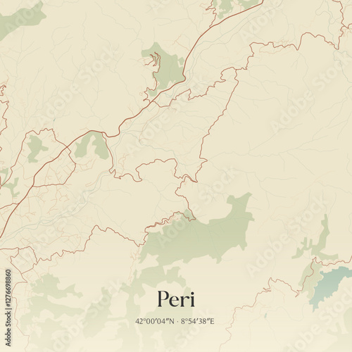 Vintage map of Peri, France.