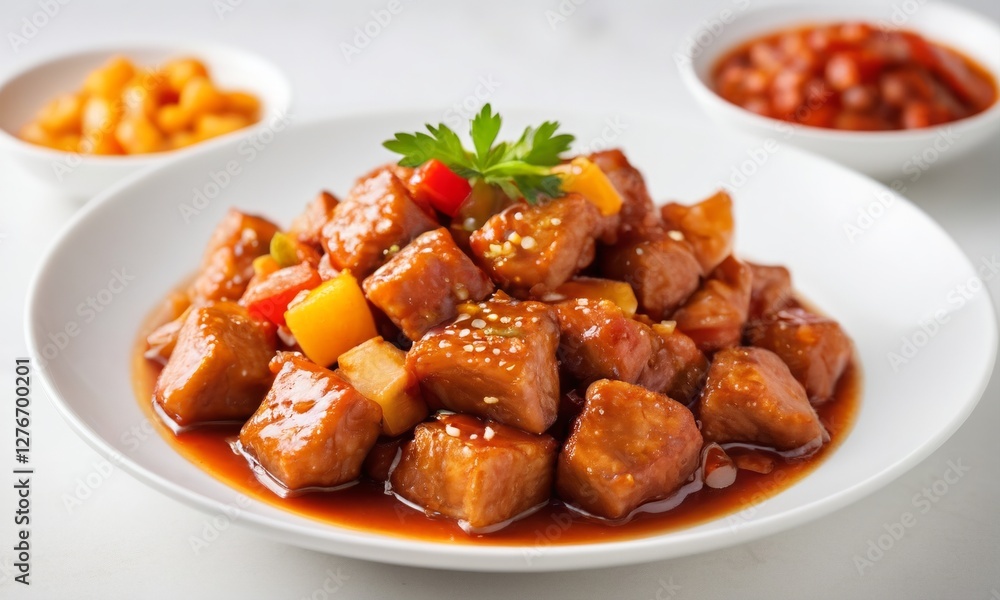 Delicious Sweet and Sour Diced Tofu with Colorful Vegetables Delicious Sweet and Sour Diced Tofu with Colorful Vegetables