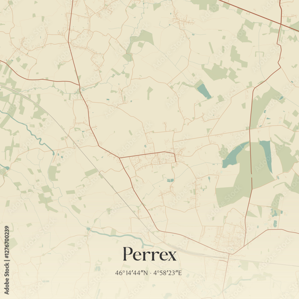 Obraz premium Vintage map of Perrex, France.