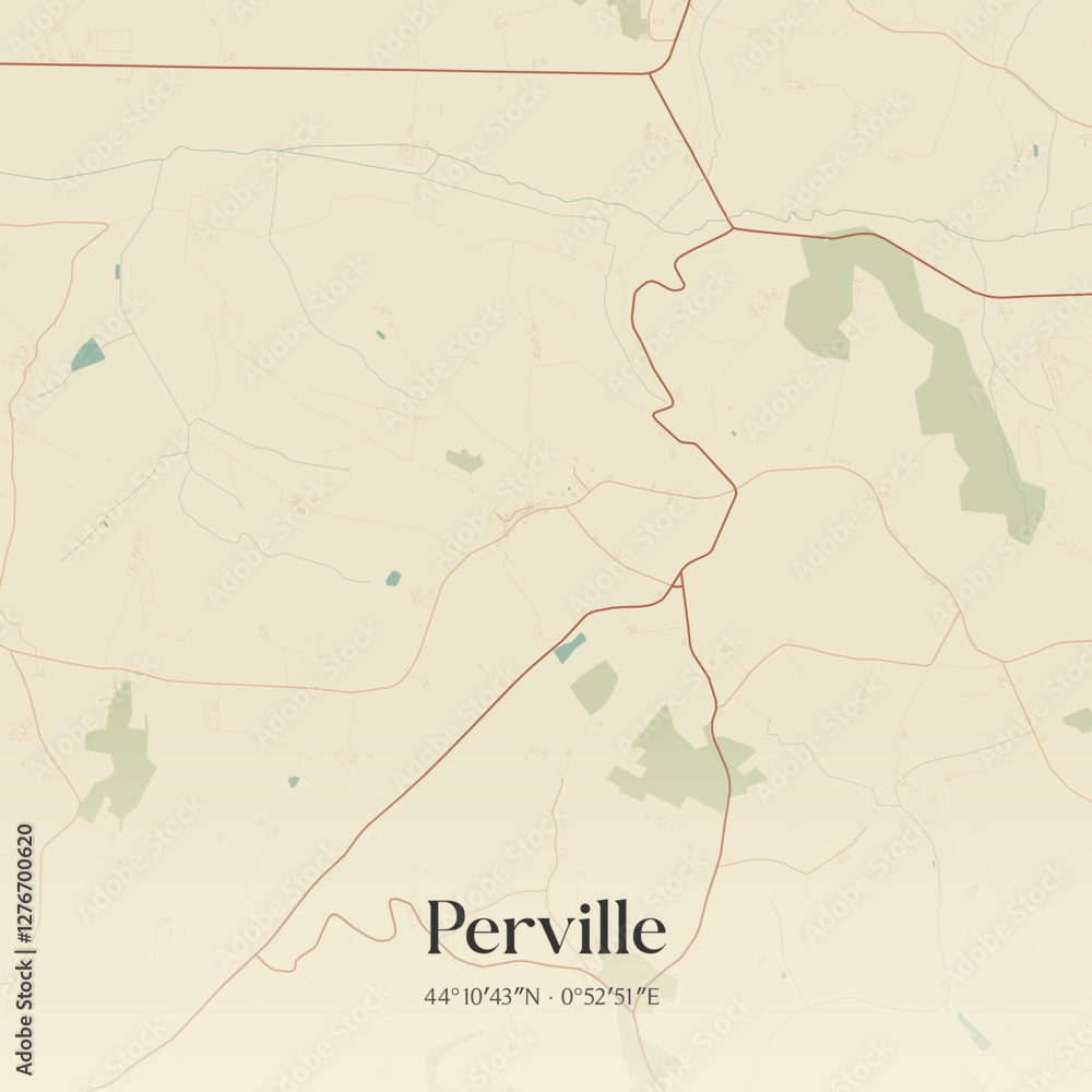 Fototapeta premium Vintage map of Perville, France.