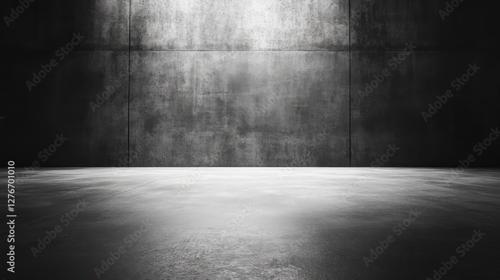 Empty industrial space with textured concrete walls and floor Empty industrial space with textured concrete walls and floor