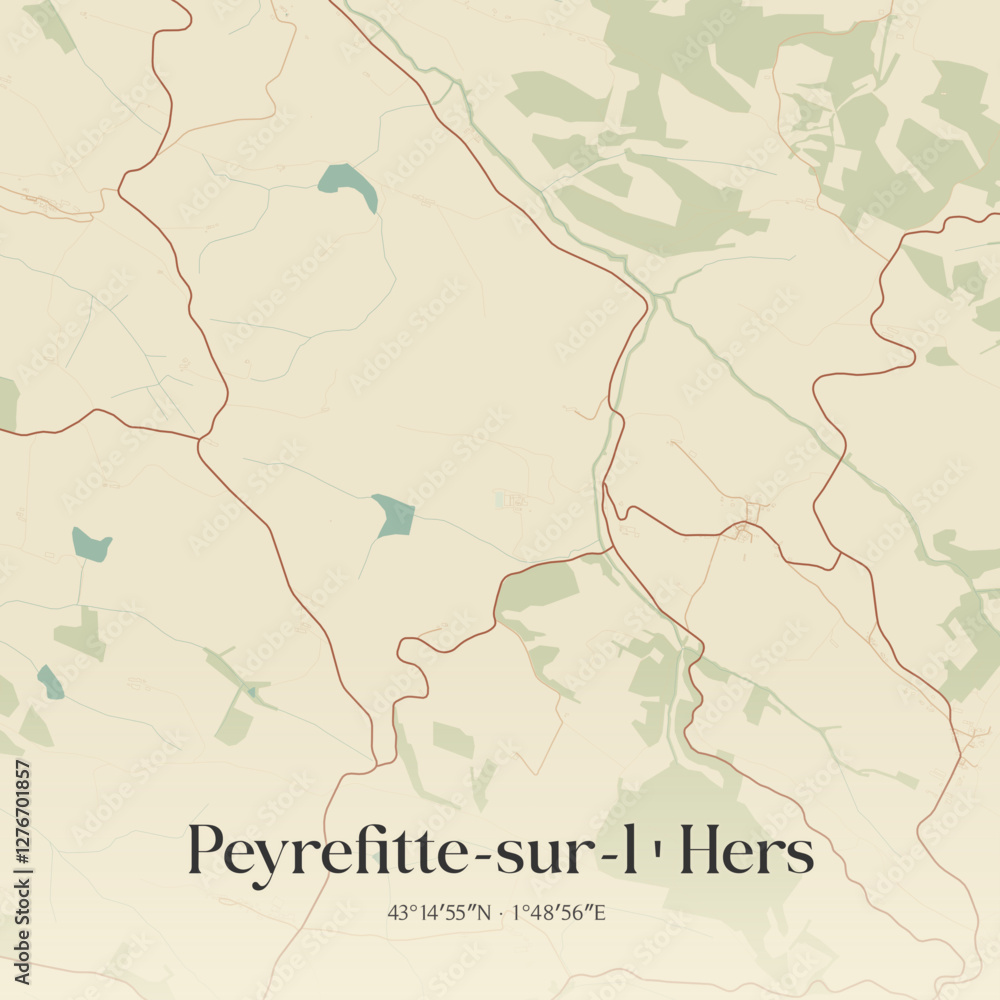 Obraz premium Vintage map of Peyrefitte-sur-l'Hers, France.