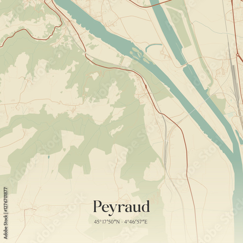 Vintage map of Peyraud, France.