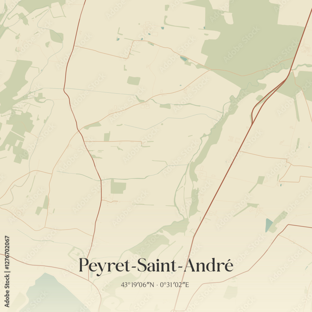Fototapeta premium Vintage map of Peyret-Saint-André, France.