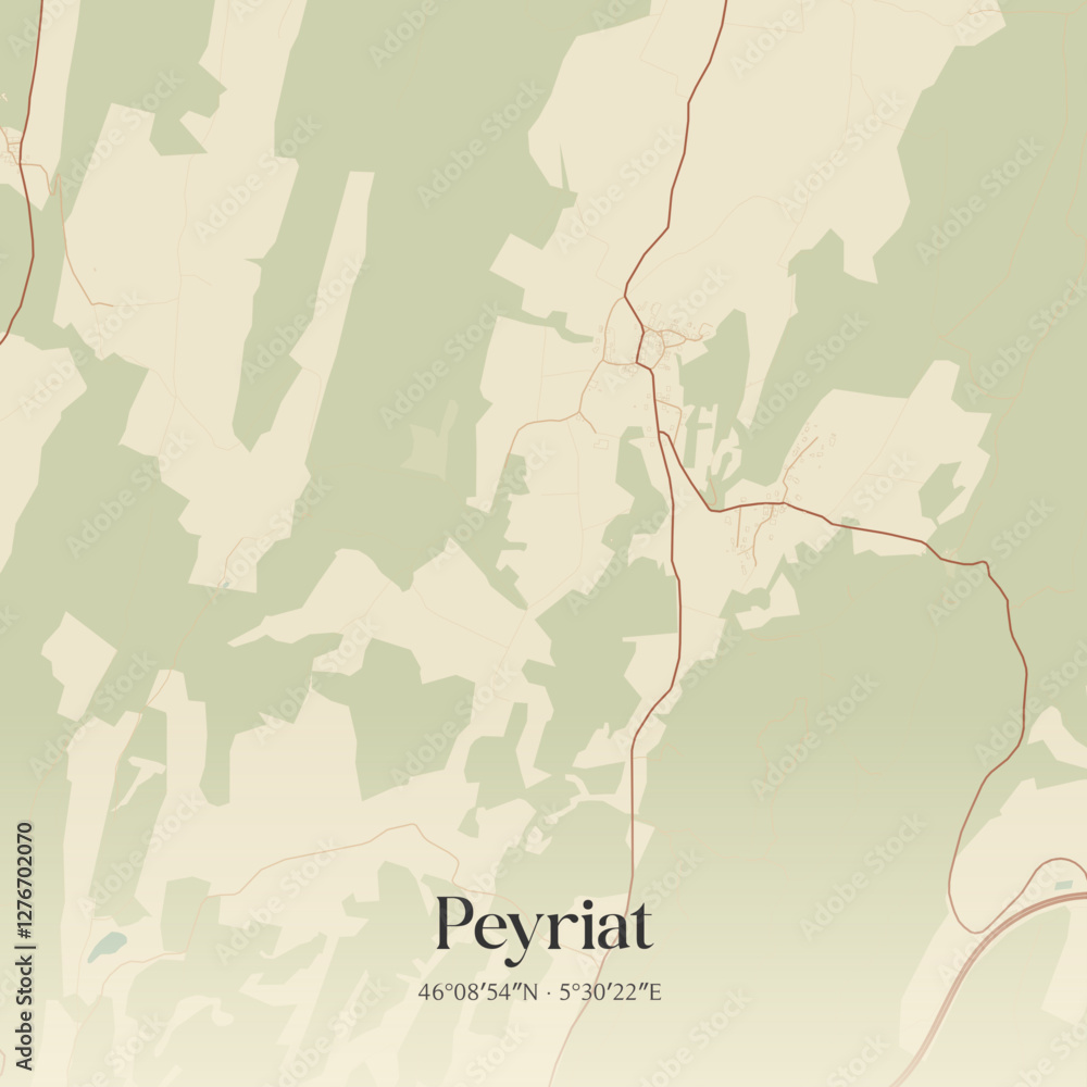 Obraz premium Vintage map of Peyriat, France.