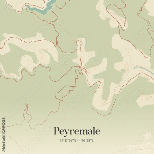 Vintage map of Peyremale, France.