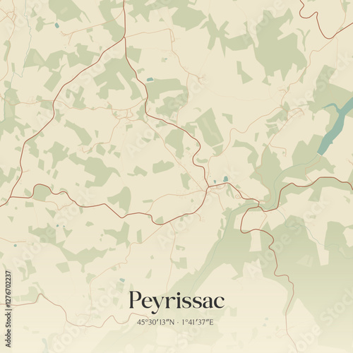 Vintage map of Peyrissac, France.