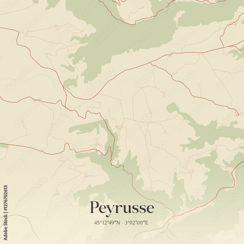 Obraz premium Vintage map of Peyrusse, France.