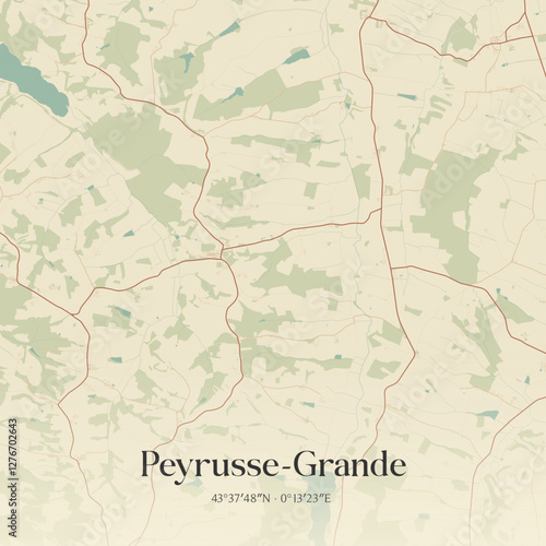 Vintage map of Peyrusse-Grande, France.