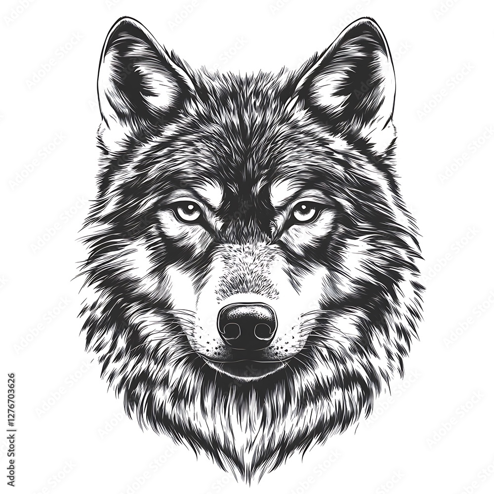 Fototapeta premium Wolf head portrait, wild animal, nature background, graphic design