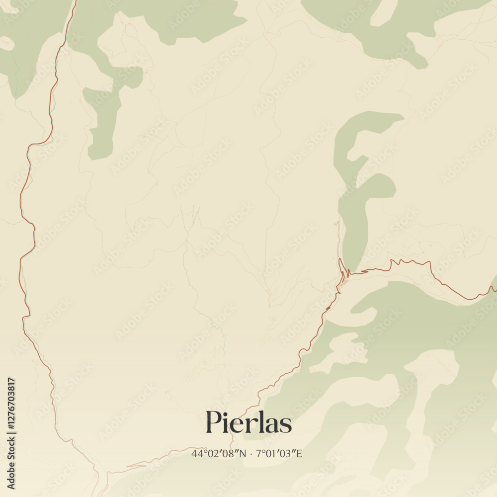 Obraz premium Vintage map of Pierlas, France.