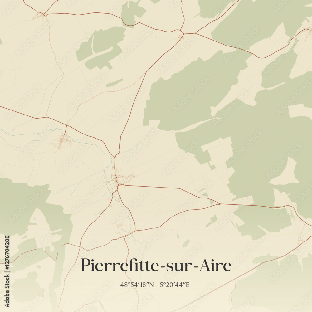 Obraz premium Vintage map of Pierrefitte-sur-Aire, France.