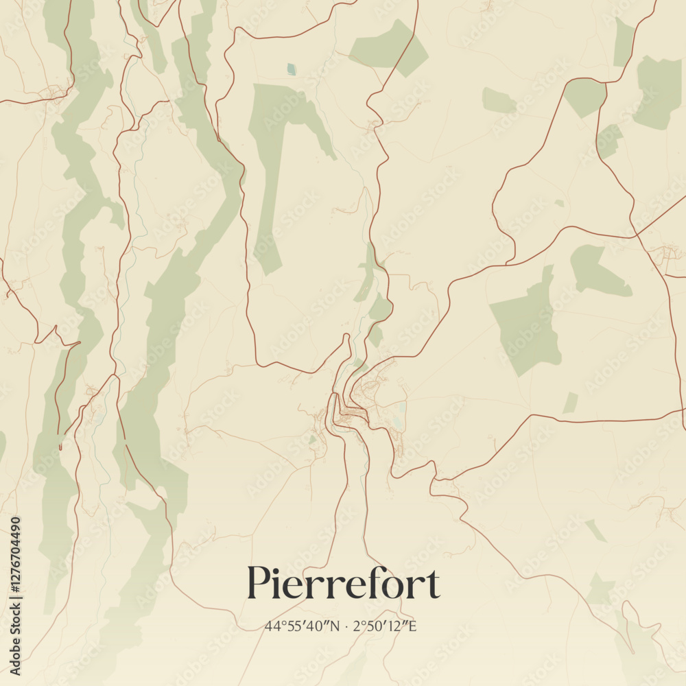 Fototapeta premium Vintage map of Pierrefort, France.