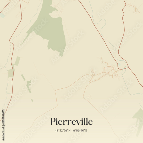 Vintage map of Pierreville, France.