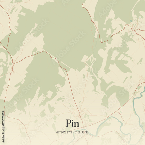 Vintage map of Pin, France.