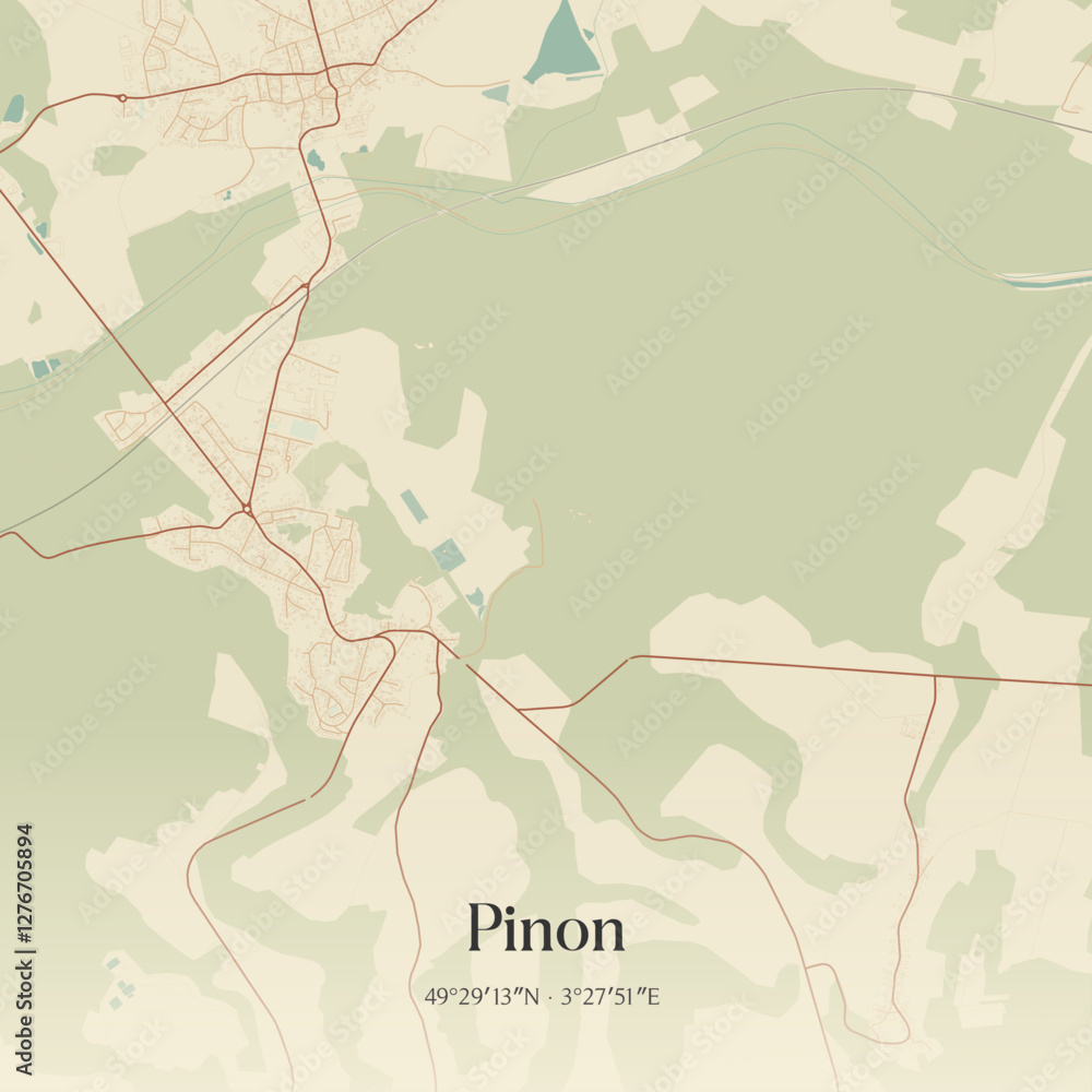 Obraz premium Vintage map of Pinon, France.