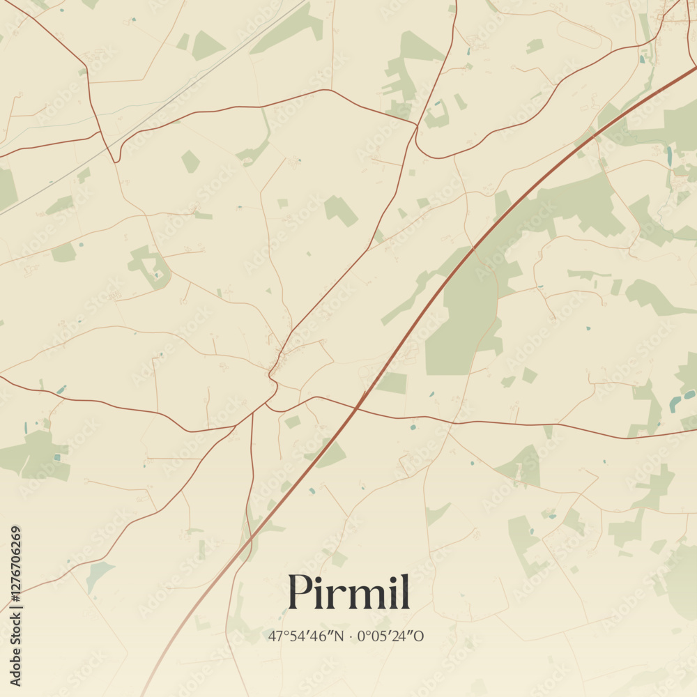 Obraz premium Vintage map of Pirmil, France.