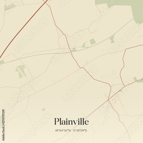 Vintage map of Plainville, France.