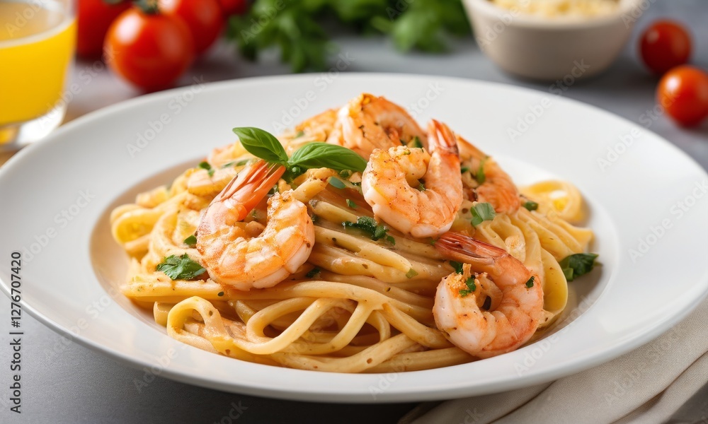 Delicious Shrimp Pasta Dish with Fresh Herbs and Tomatoes Delicious Shrimp Pasta Dish with Fresh Herbs and Tomatoes