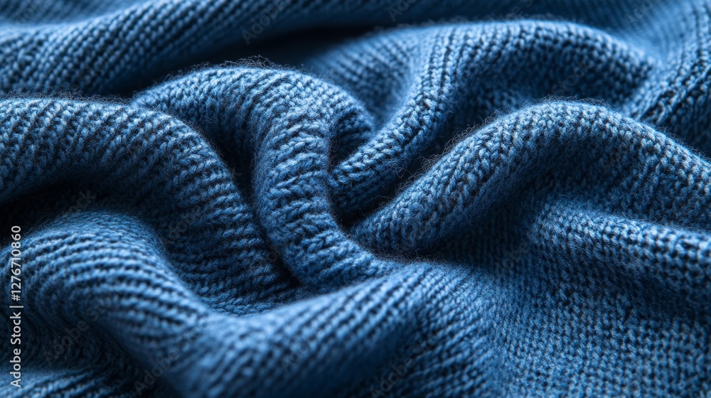 Fototapeta premium Knitted blue cotton jersey fabric with a soft texture.