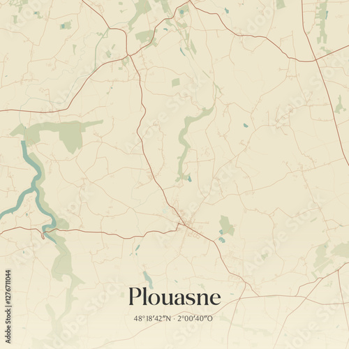 Vintage map of Plouasne, France.