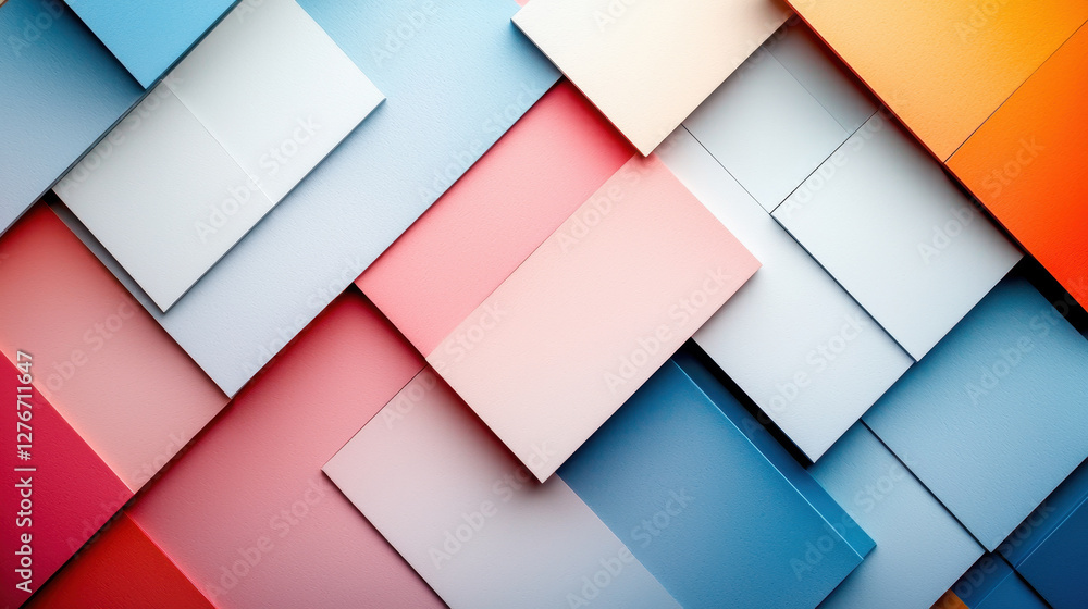 Colorful geometric collage of layered paper textures in pastel shades Colorful geometric collage of layered paper textures in pastel shades