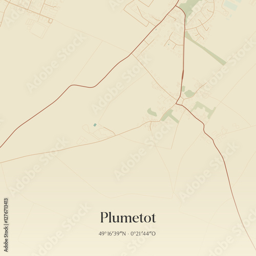 Vintage map of Plumetot, France.