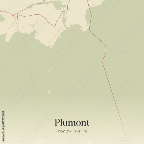 Vintage map of Plumont, France.