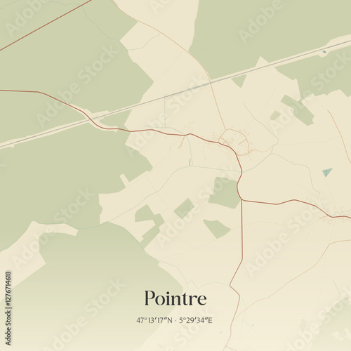 Vintage map of Pointre, France.