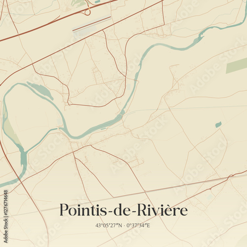 Vintage map of Pointis-de-Rivière, France.