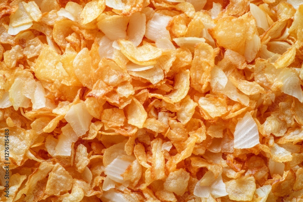 Crispy fried onions on wooden surface. Neural network AI generated Crispy fried onions on wooden surface. Neural network AI generated