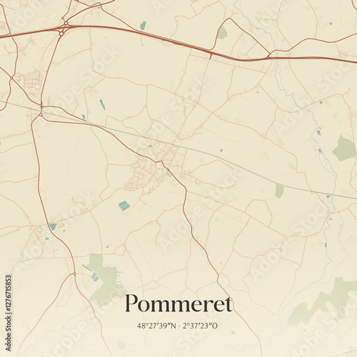 Vintage map of Pommeret, France.
