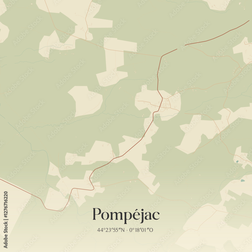 Obraz premium Vintage map of Pompéjac, France.