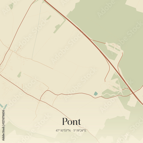 Vintage map of Pont, France.