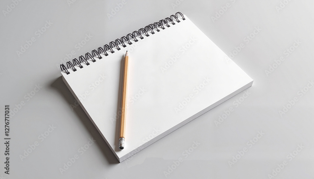 A spiral notepad mockup paired with a pencil on a subtle gray background. The modern and neutral setup makes it ideal for branding presentations, corporate stationery, or creative design displays. A spiral notepad mockup paired with a pencil on a subtle gray background. The modern and neutral setup makes it ideal for branding presentations, corporate stationery, or creative design displays.