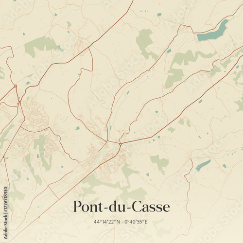 Vintage map of Pont-du-Casse, France.