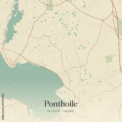 Vintage map of Ponthoile, France.