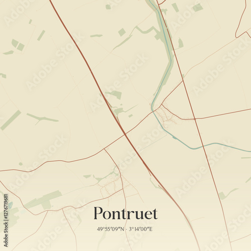 Vintage map of Pontruet, France.