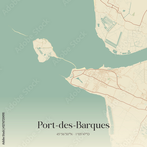 Vintage map of Port-des-Barques, France.