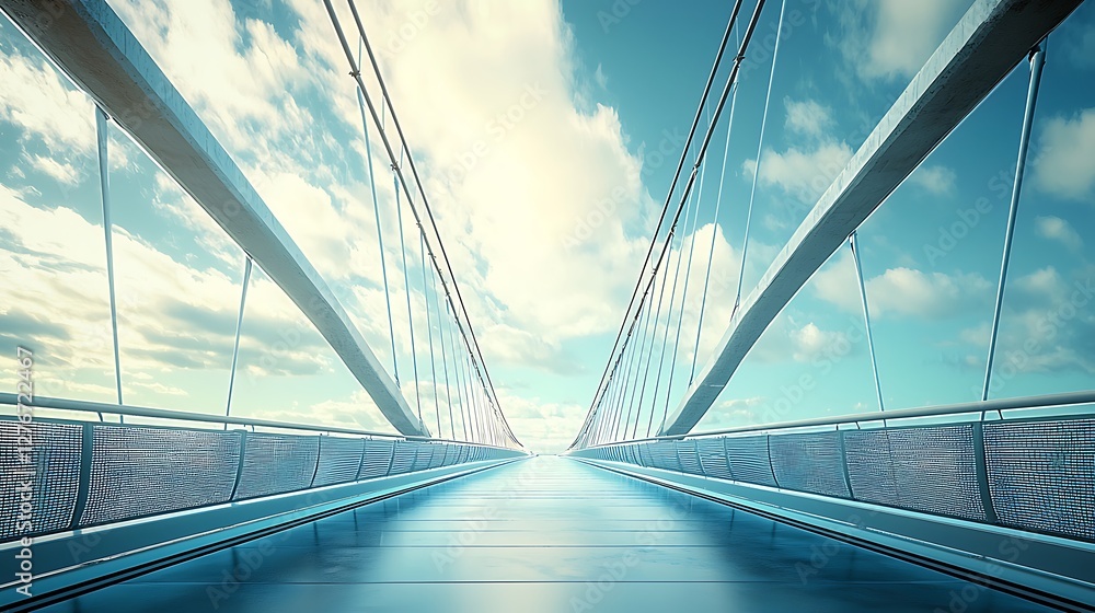 Obraz premium Modern Suspension Bridge Perspective