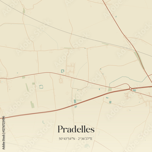 Vintage map of Pradelles, France.