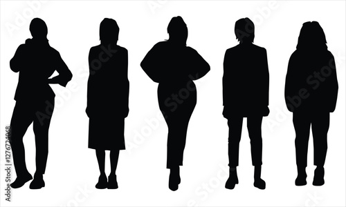 silhouettes  bundle of women is isolated on a white background