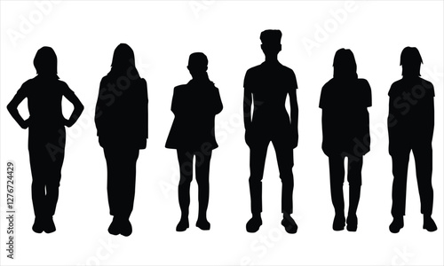 silhouettes SET of people on white background