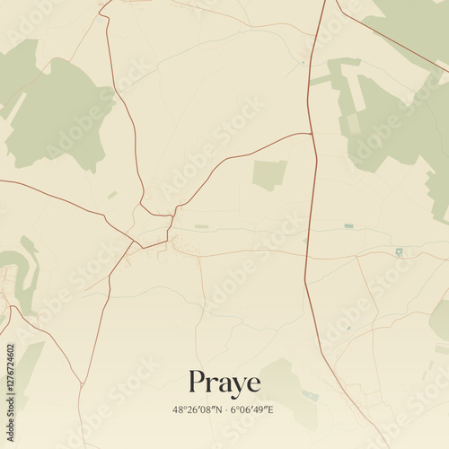 Vintage map of Praye, France.