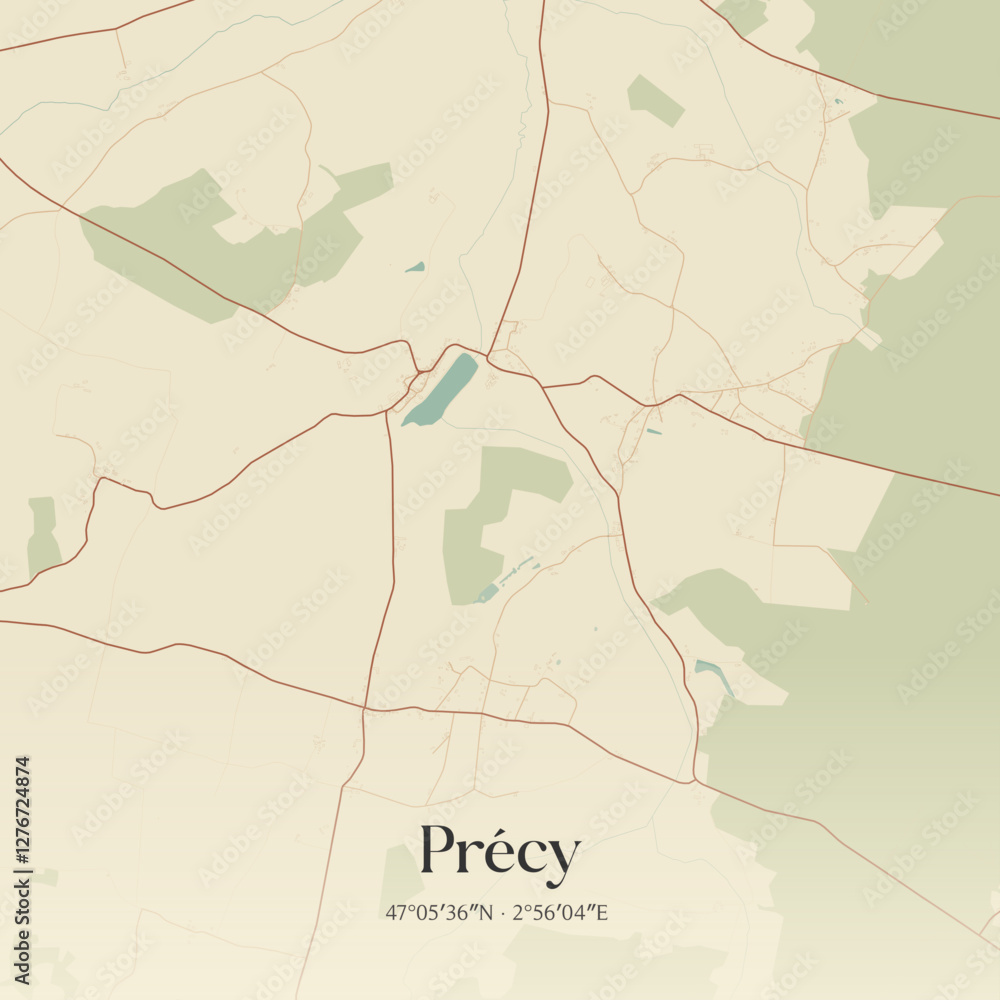 Obraz premium Vintage map of Précy, France.