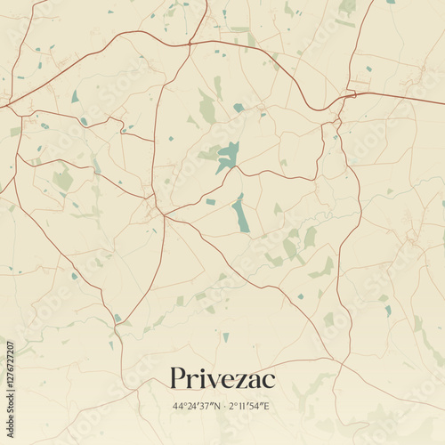 Vintage map of Privezac, France.