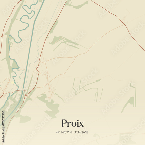 Vintage map of Proix, France.