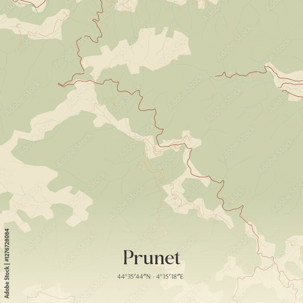 Obraz premium Vintage map of Prunet, France.