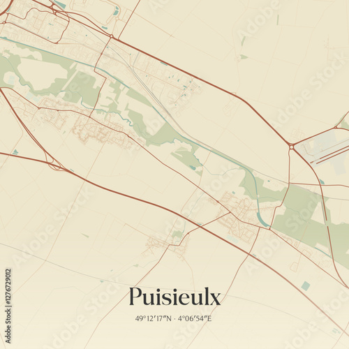Vintage map of Puisieulx, France.